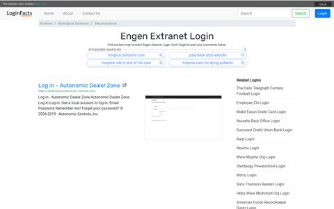 Engen Extranet - Log in - Autonomic Dealer Zone - LoginFacts