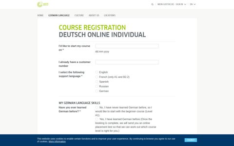 Course Registration - Deutsch Online Individual - Goethe-Institut