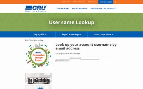 GRU > test > Username Lookup - Gainesville Regional Utilities