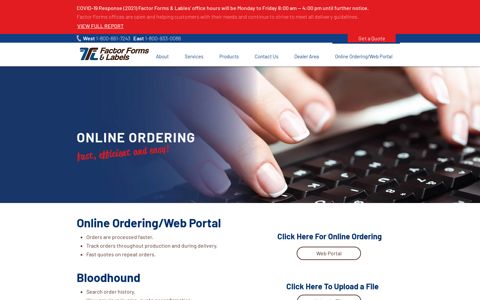 Online Ordering/Web Portal - Factor Forms and Labels