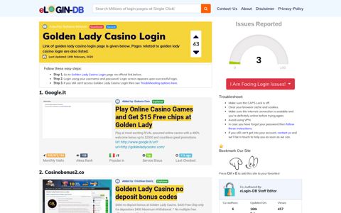 Golden Lady Casino Login