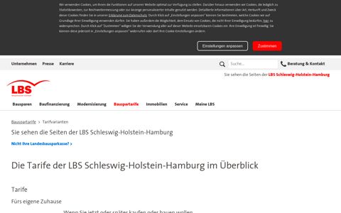 Tarifangebot der LBS Schleswig-Holstein-Hamburg