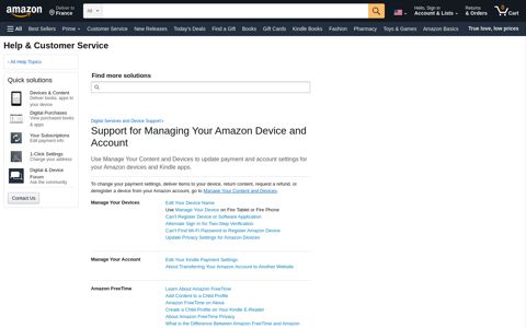 Support for Managing Your Amazon Device and Account