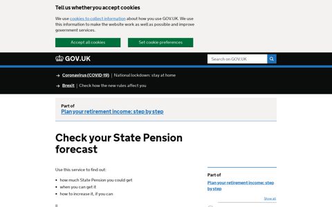Check your State Pension forecast - GOV.UK