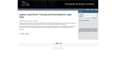 Jaguar Land Rover Training and Development Login Help