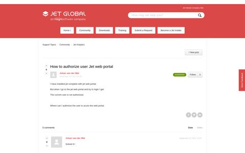 How to authorize user Jet web portal – Support Topics