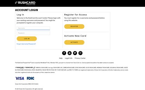 Account Login | RushCard: Prepaid Visa Card
