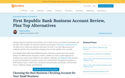 First Republic Bank Business Account Review | Fundera