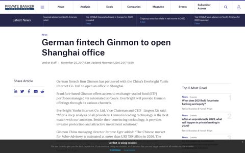 German fintech Ginmon to open Shanghai office - Private Banker ...