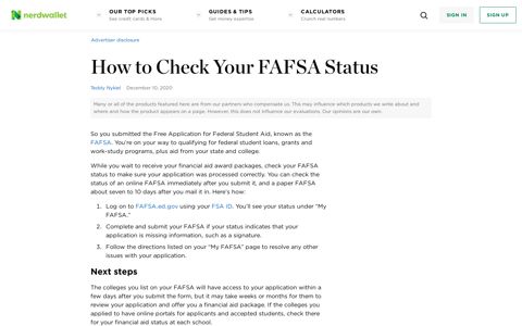 How to Check Your FAFSA Status - NerdWallet