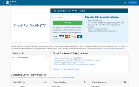 City of Fort Worth (TX) | Pay Your Bill Online | doxo.com