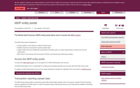 MDP entity portal | FCA