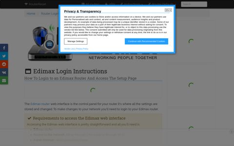 How To Login to an Edimax Router And Access The Setup Page