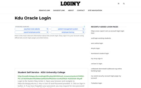 Kdu Oracle Login ✔️ One Click Login - loginy.co.uk