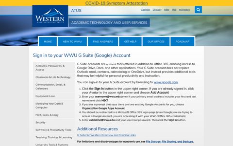 Sign in to your WWU G Suite (Google) Account | ATUS