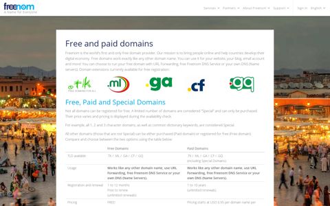 Free and paid domains - Freenom