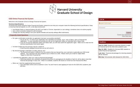GSD Online Financial Aid System - Harvard University