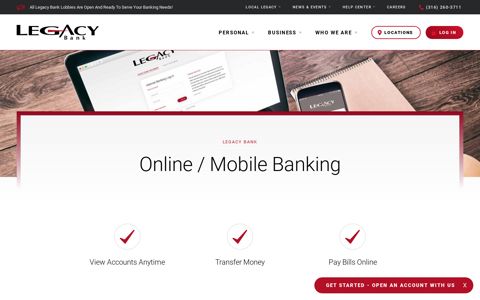 Online Banking & Bill Pay | Legacy Bank