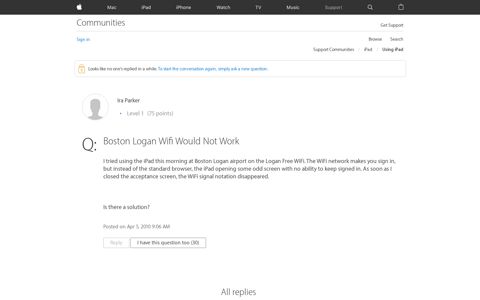 Boston Logan Wifi Would Not Work - Apple Community