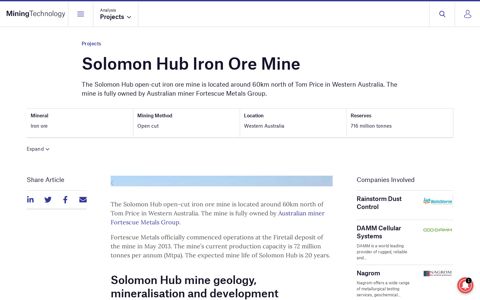 Solomon Hub Iron Ore Mine - Mining Technology | Mining ...