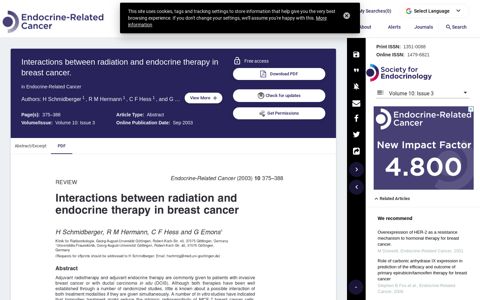 Interactions between radiation and endocrine therapy in ...