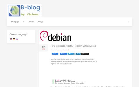 How to enable root SSH login in Debian Jessie - B-blog.info