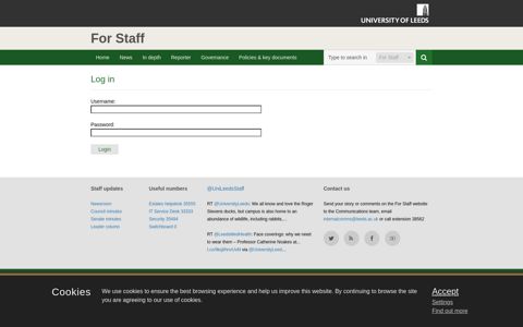 Log in to restricted area | For Staff | University of Leeds