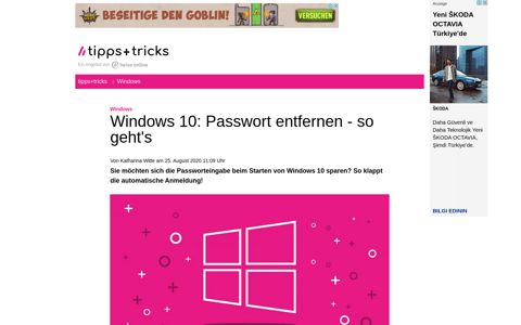 Windows 10: Passwort entfernen - so geht's - Heise