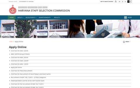 Apply Online - Haryana Staff Selection Commission