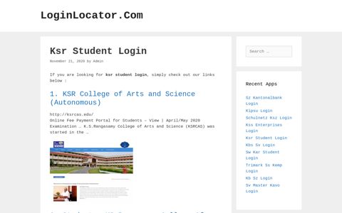 Ksr Student Login - LoginLocator.Com