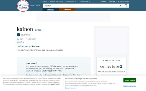 Koinon | Definition of Koinon by Merriam-Webster