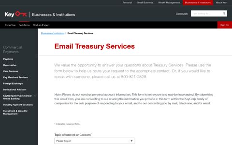 Email Treasury Services | Key - KeyBank