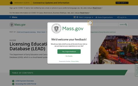 Licensing Education Analytic Database (LEAD) | Mass.gov