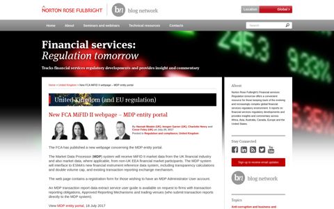 New FCA MiFID II webpage – MDP entity portal | Financial ...