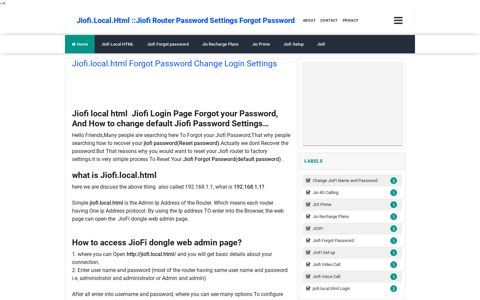 Jiofi.local.html Forgot Password Change Login Settings