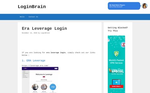 era leverage login - LoginBrain