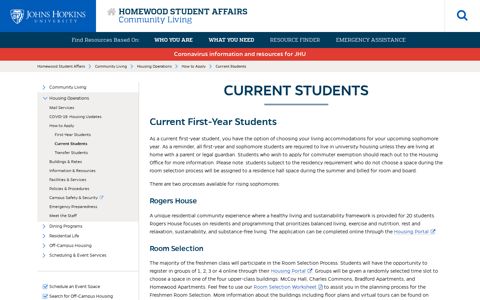 Current Students - Homewood Student Affairs - Johns Hopkins ...