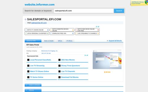 salesportal.efi.com at WI. EFI Sales Portal - Website Informer