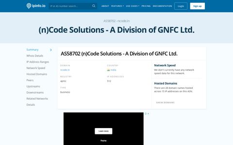 AS58702 (n)Code Solutions - A Division of GNFC Ltd. - IPinfo.io