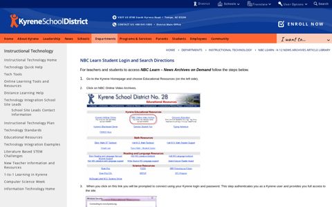 NBC Learn Student Login and Search Directions - Kyrene ...