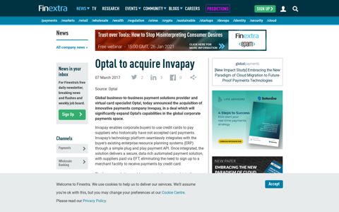 Optal to acquire Invapay - Finextra