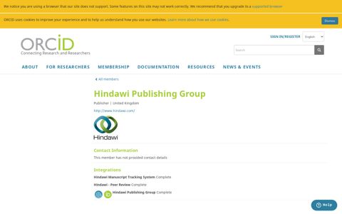 Hindawi Publishing Group - ORCID