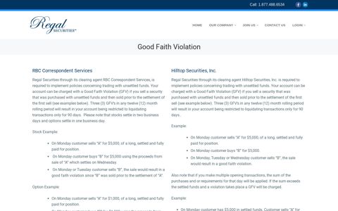 Good Faith Violation – Regal Securities