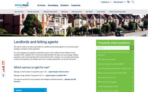 Landlords and letting agents - Affinity Water