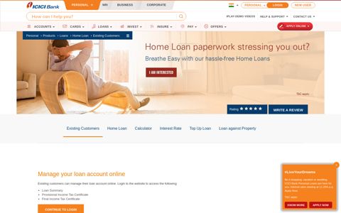 Manage your Loan Account Online - Existing ... - ICICI Bank