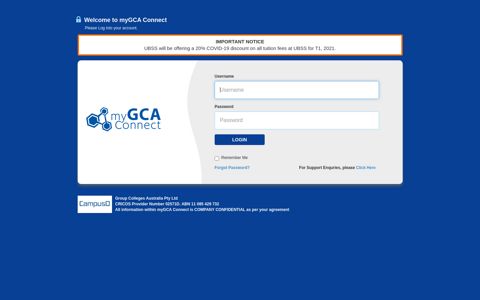 MyGCA - Log in to your account