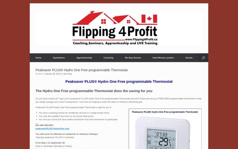 Peaksaver PLUS® Hydro One Free programmable Thermostat