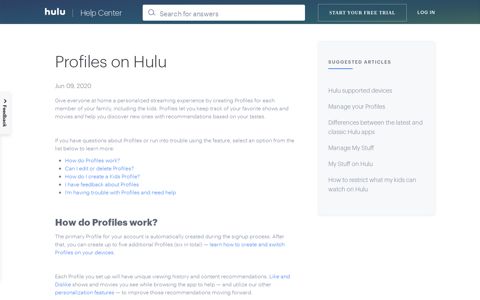 Profiles on Hulu - Hulu Help