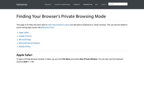 Finding Your Browser's Private Browsing Mode | Balsamiq
