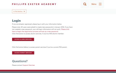 Phillips Exeter Alumni Network - Login/Logout